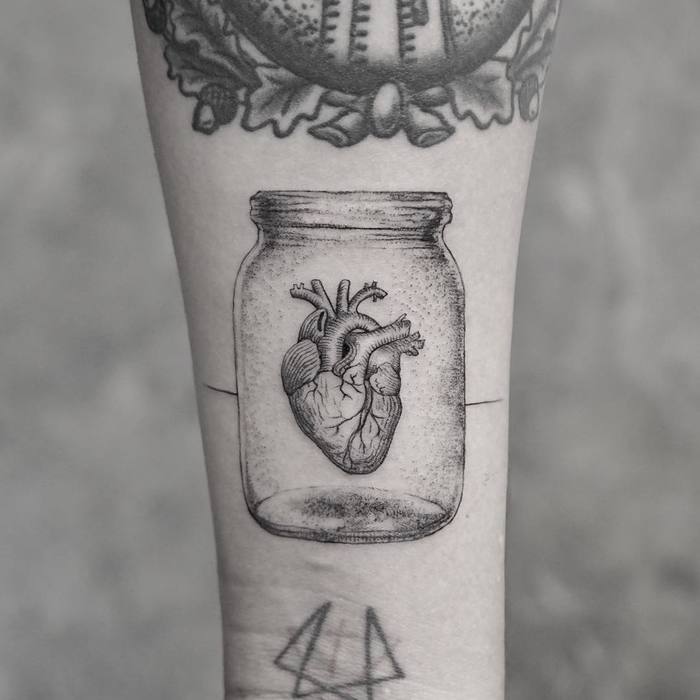 Anatomical Heart Inside a Jar by mr.k_tattoo