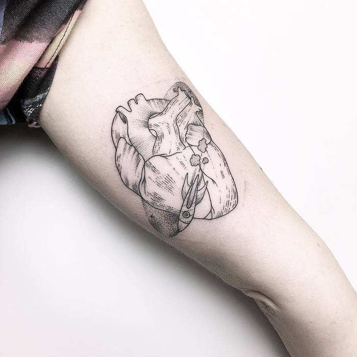Anatomical Heart Tattoo by María Fernández