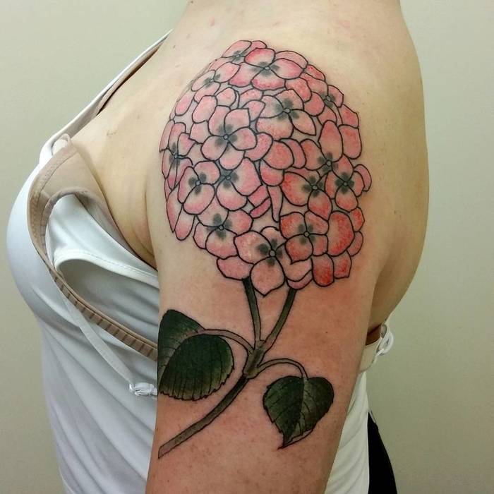 Hydrangea Tattoo by Jennifer Akinyemi 
