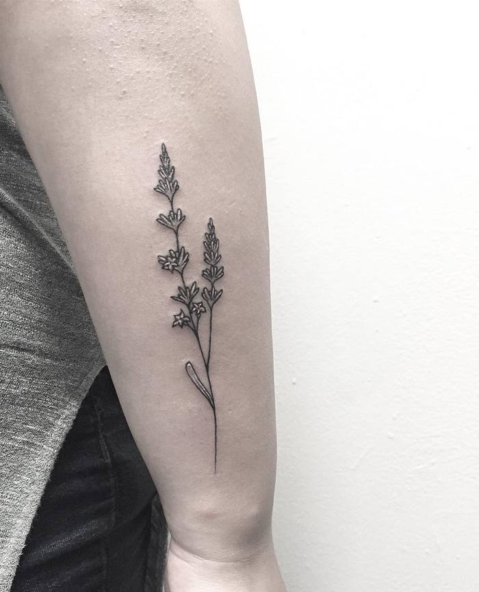 Black Ink Lavender Tattoo by Michael George Pecherle