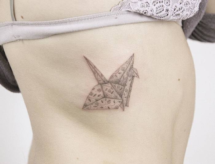 Floral Paper Crane Tattoo by Lindsay April