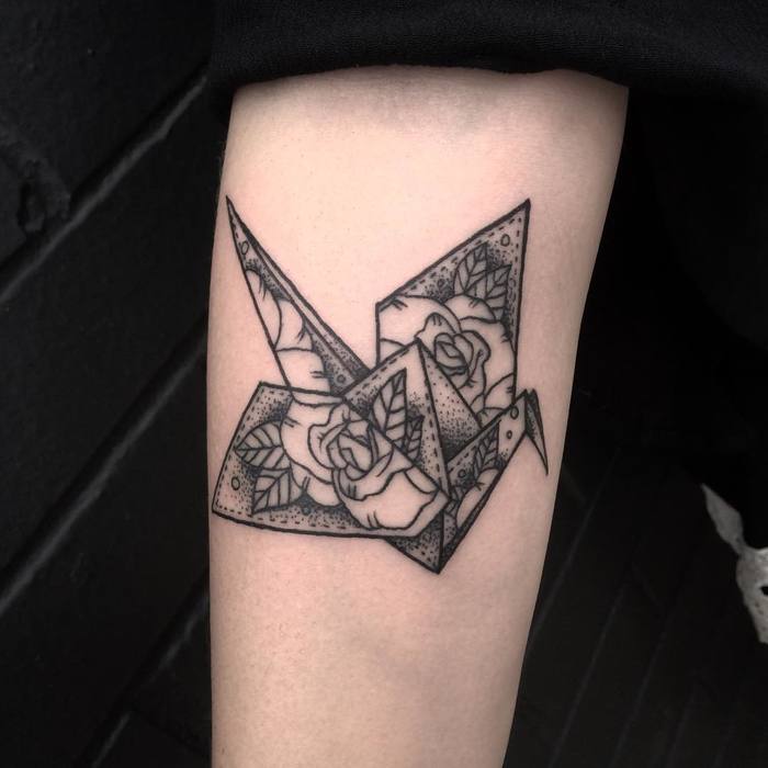 Floral Paper Crane by Rat Daddy