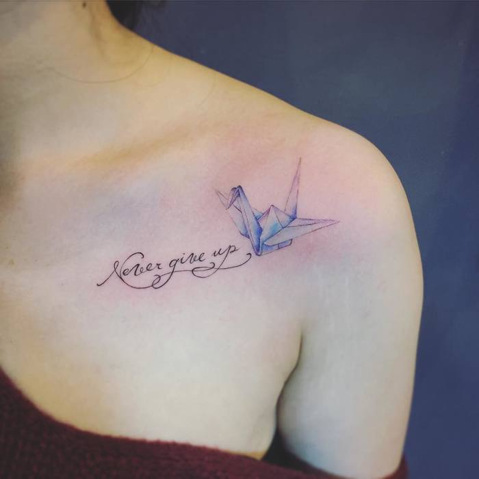 Gorgeous Paper Crane Tattoo by inktalktattoo