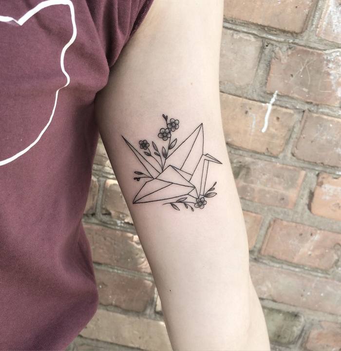 Paper Crane Tattoo by Mary Tereshchenko