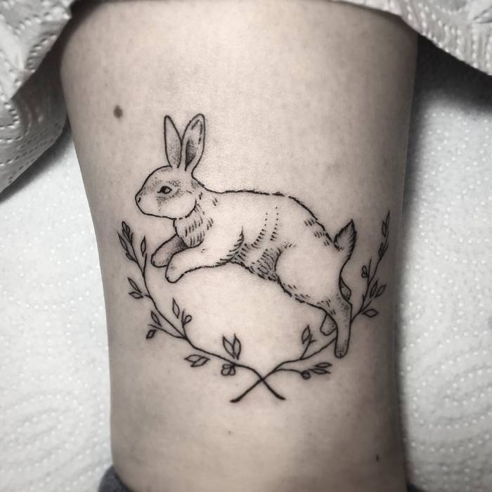Jumping bunny by mongotattoo