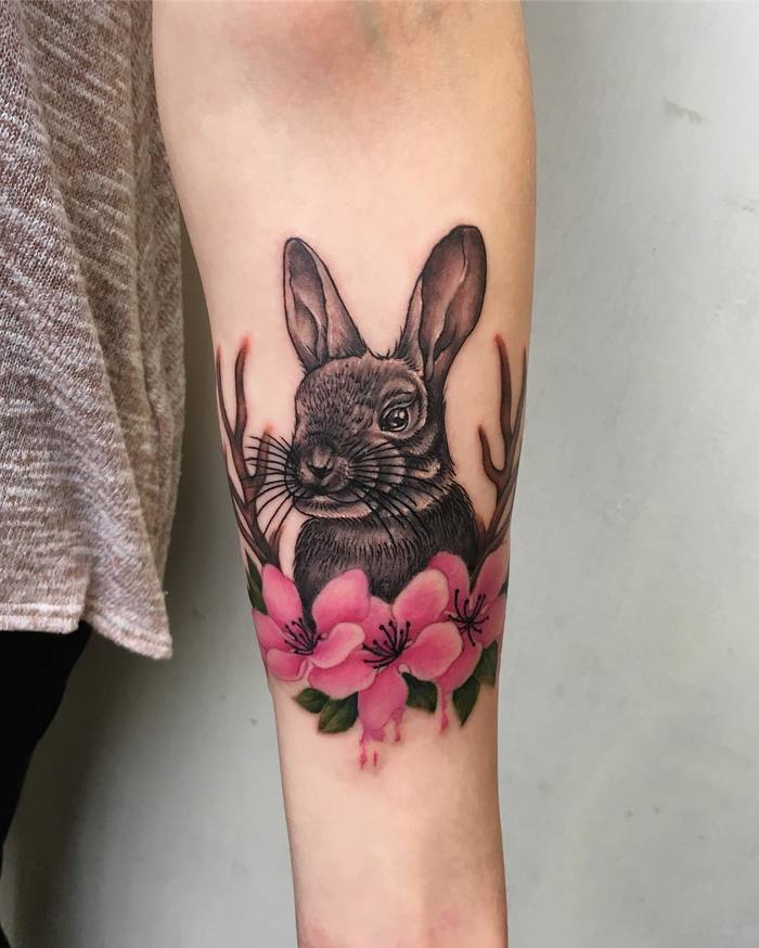 Rabbit and Cherry Blossom by Alice patten