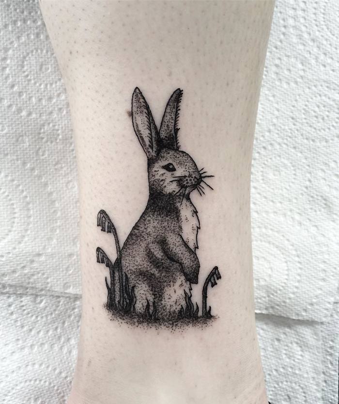Dotwork Rabbit Tattoo by Lillian Elizabeth