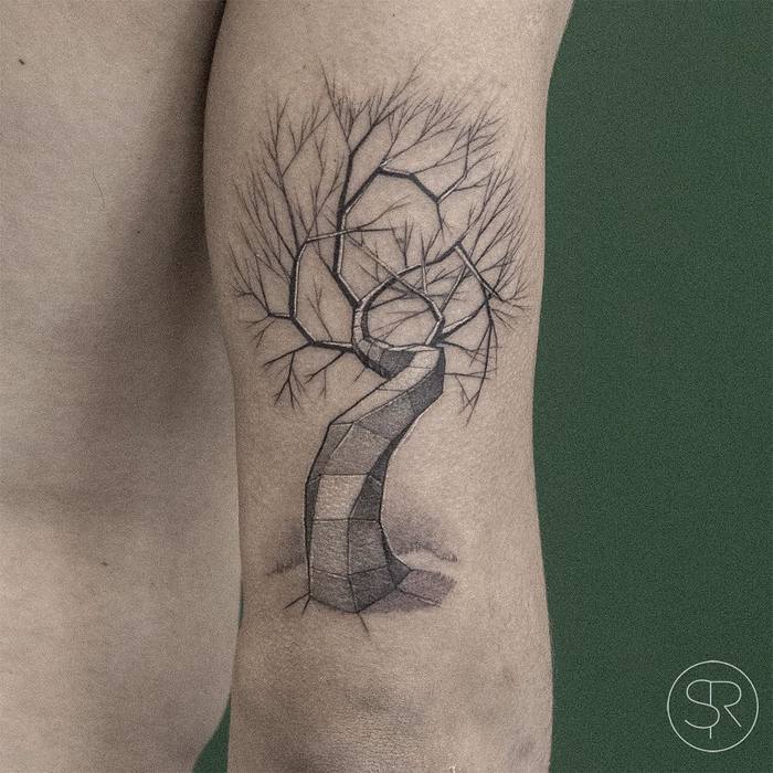 Geometric Tree Tattoo by svenrayen