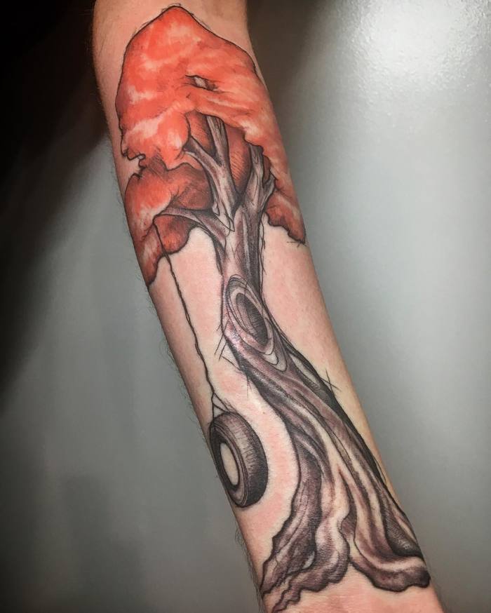 Fall Tree Tattoo on Arm by Connor Alderman