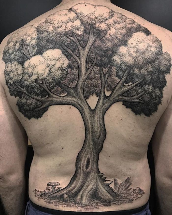 Big Tree Tattoo on Back by João Alien