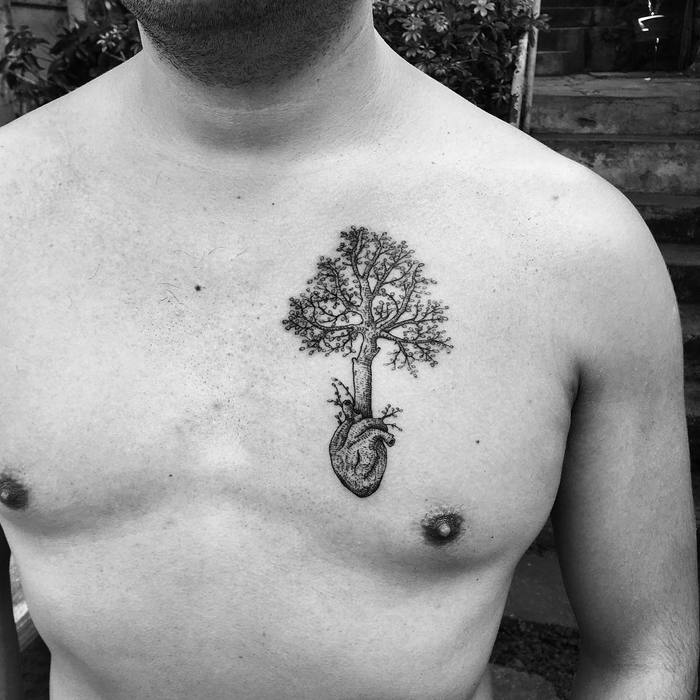 Tree Tattoo and Anatomical Heart by Carlos Bautistab