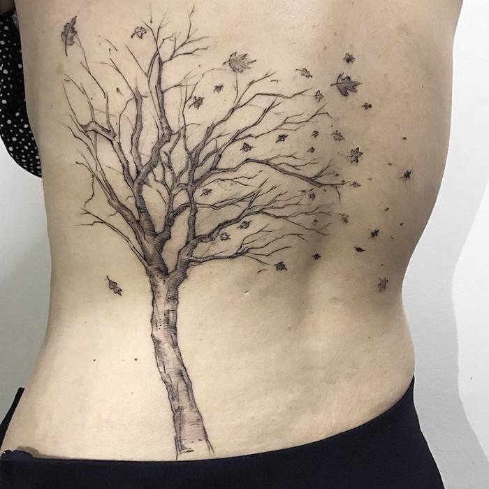 Big Autumn Tree Tattoo by Danilo Delfino