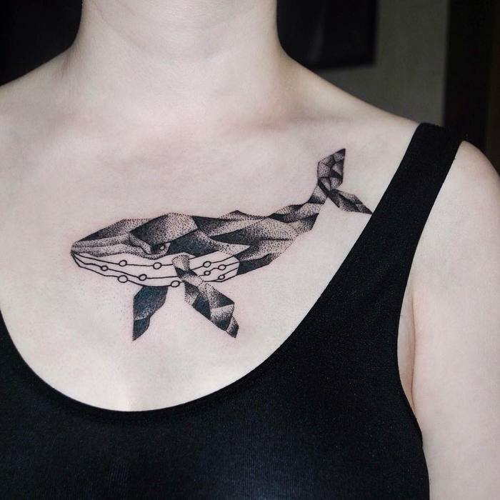 Geometric Dotwork Whale by Anastasia Vasilenkova