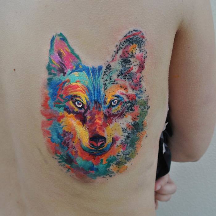Colored Wolf Tattoo by Ondrash