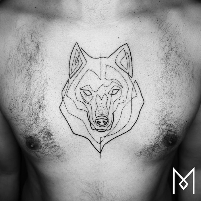 Single Line Wolf Tattoo by Mo Ganji