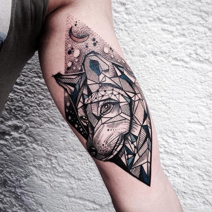 Geometric Wolf Tattoo by Jessica Svartvit