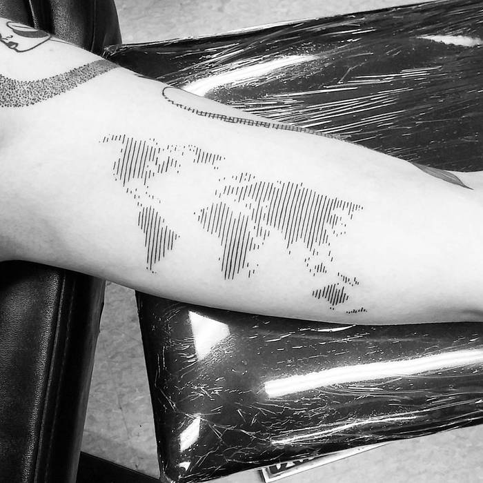 World Map Tattoo by thomasetattoos