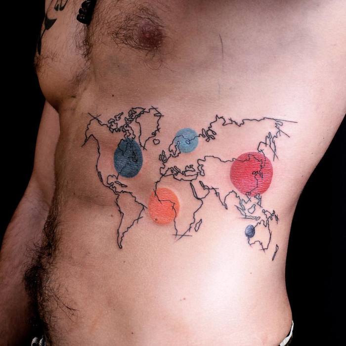 World Map Tattoo by mircoisdead