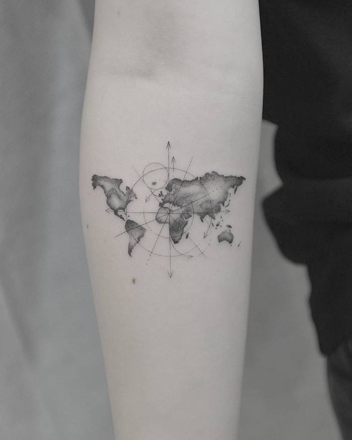 World Map Tattoo by Kane Navasard