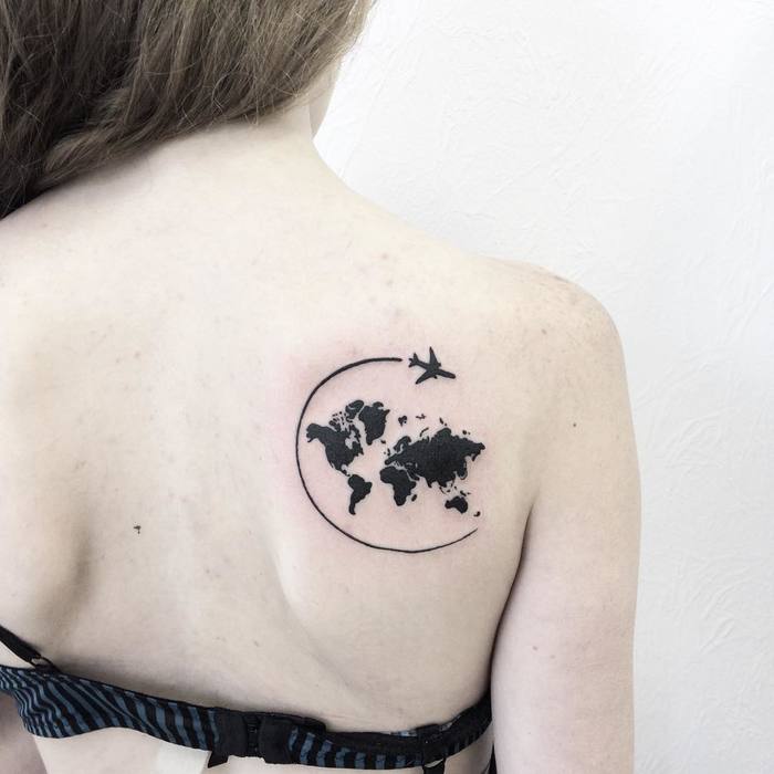 World Map Tattoo by victoriascarlet93