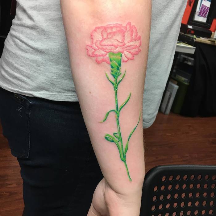 Pink Carnation Tattoo by unlimitedinktattoojag