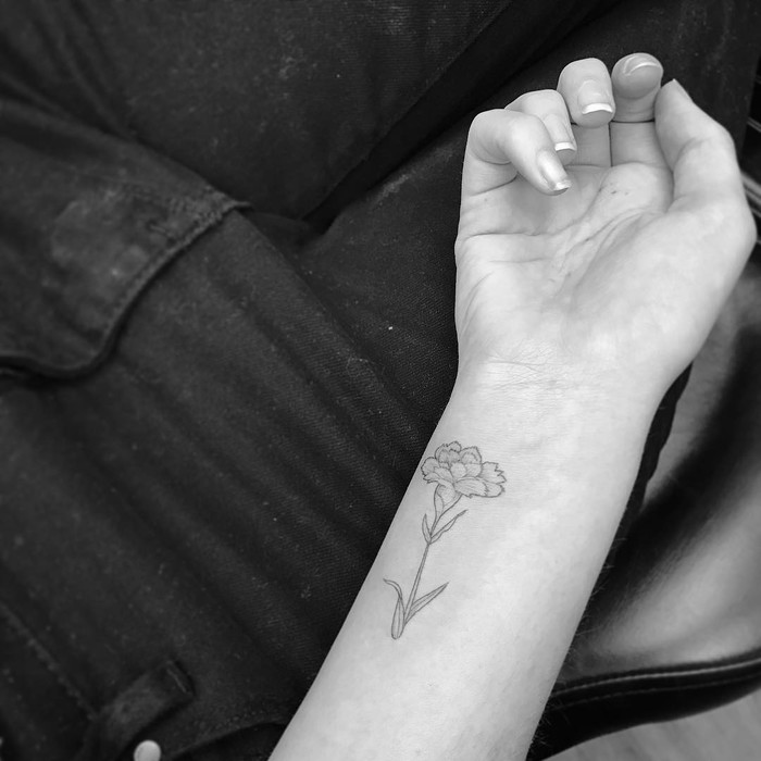 Delicate Carnation Tattoo by christophervasquez22