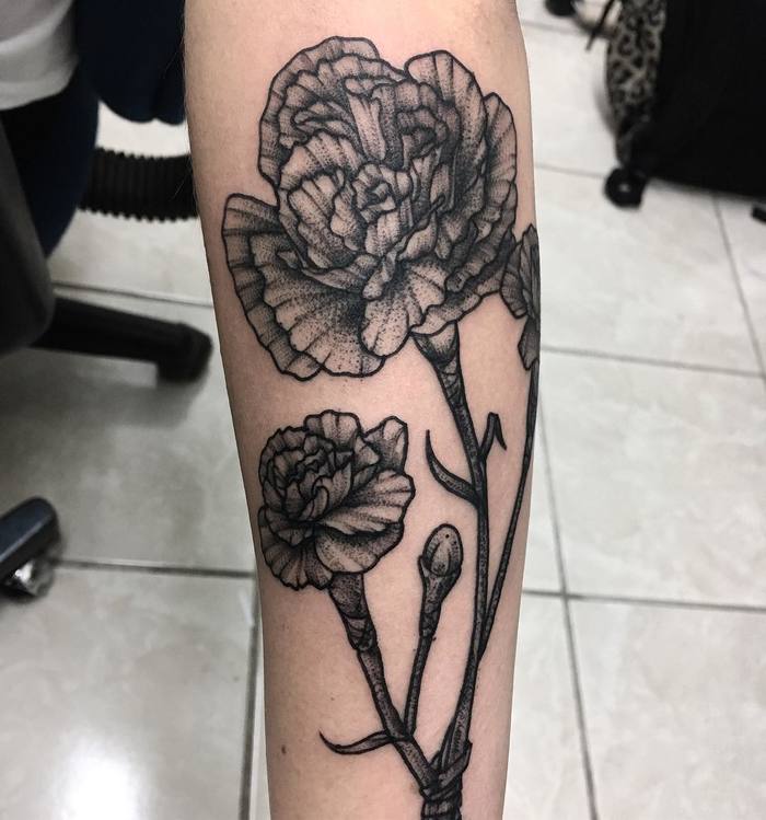 Blackwork Carnations by Daniel Gutiérrez