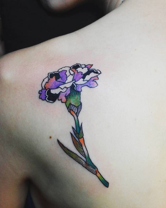 Multicolored Carnation Tattoo by Bomi Lee 