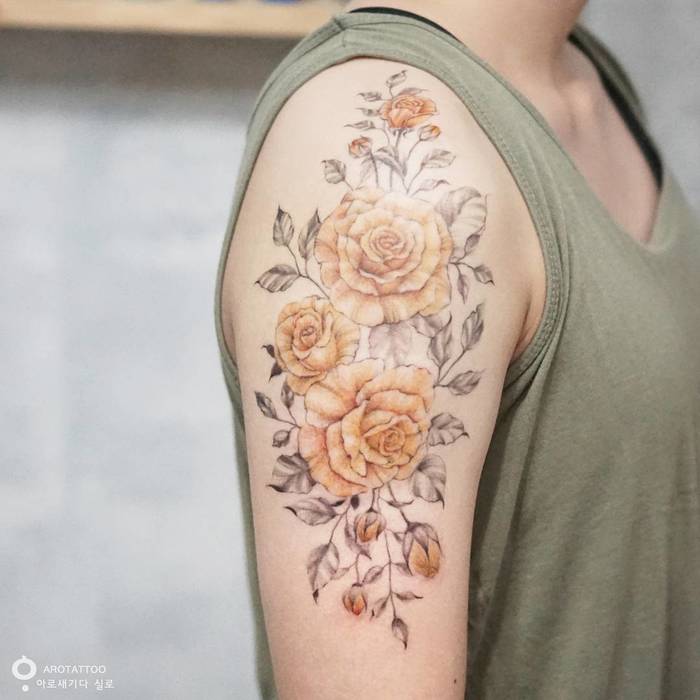 Floral Half Sleeve Tattoo by Tattooist Silo