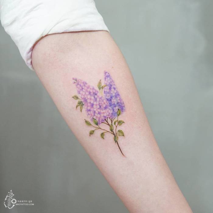 Lilac Flower Tattoo by Tattooist Silo