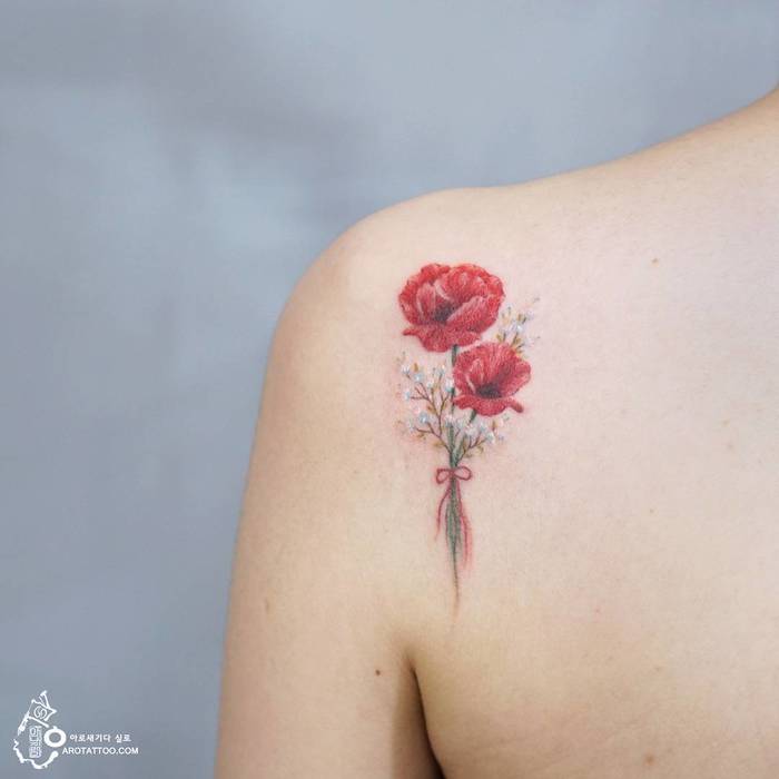 Poppy and Wild Flowers Tattoo by Tattooist Silo