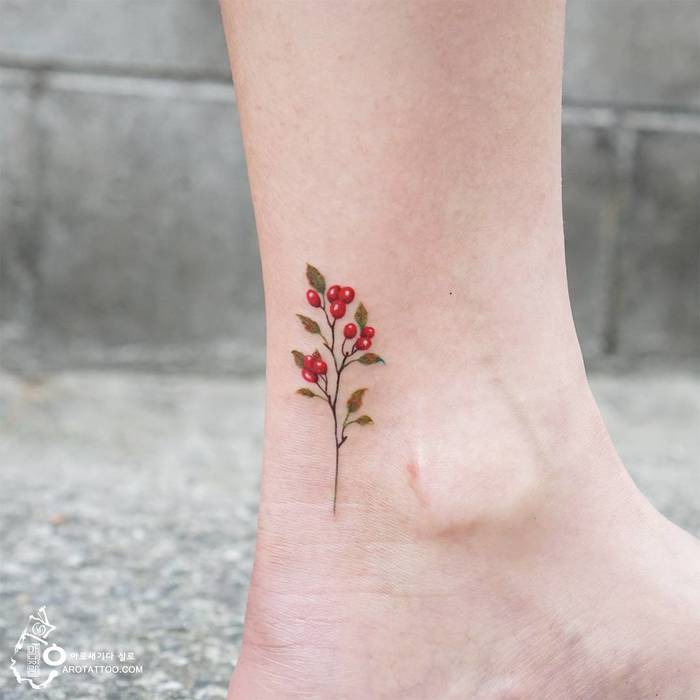 Hawthorn Twig Tattoo by Tattooist Silo