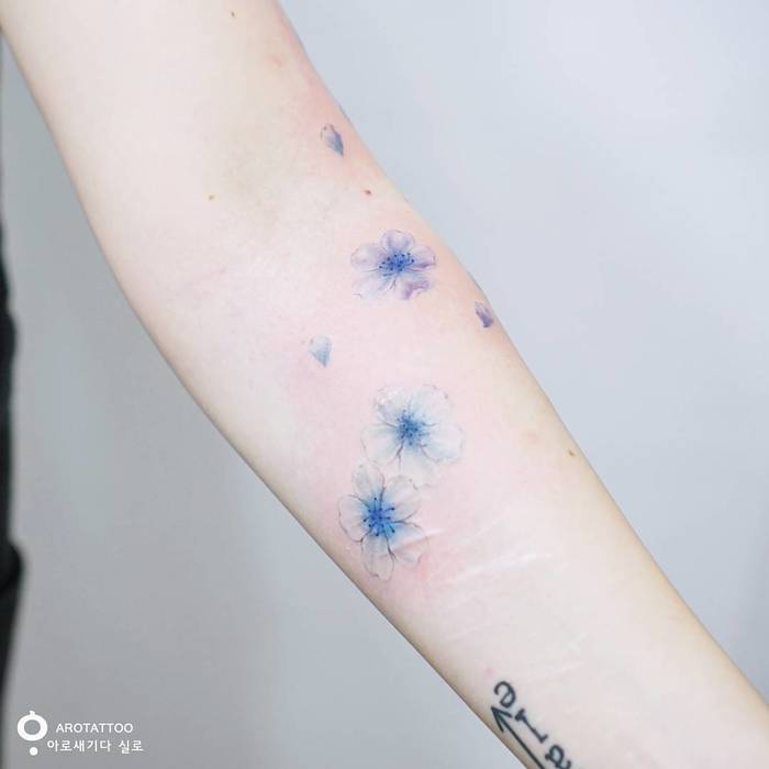 Blue Flower Tattoos by Tattooist Silo
