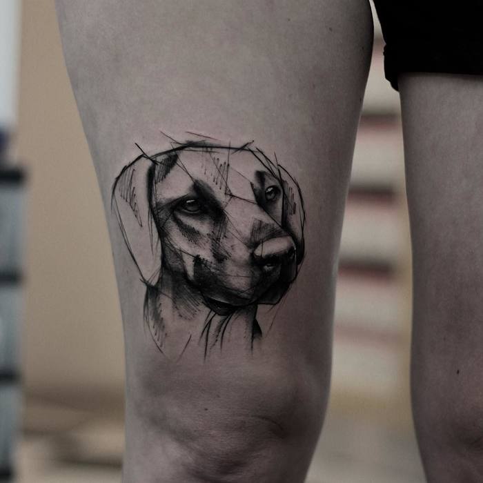 Sketchy Dog Tattoo by kamilmokot