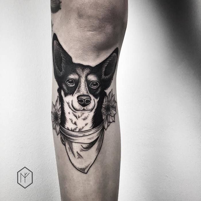 Blackwork Dog Tattoo by Henja Fin