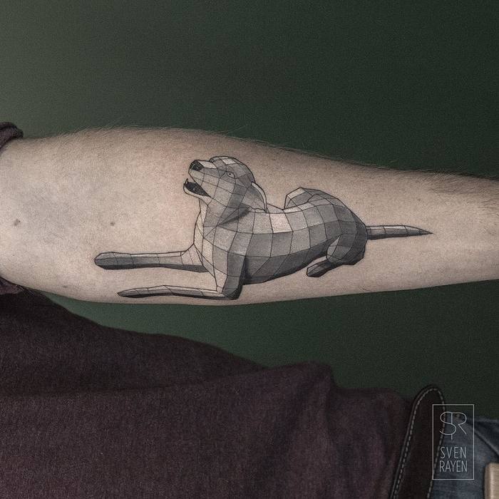 Geometric Dog Tattoo by Sven Rayen