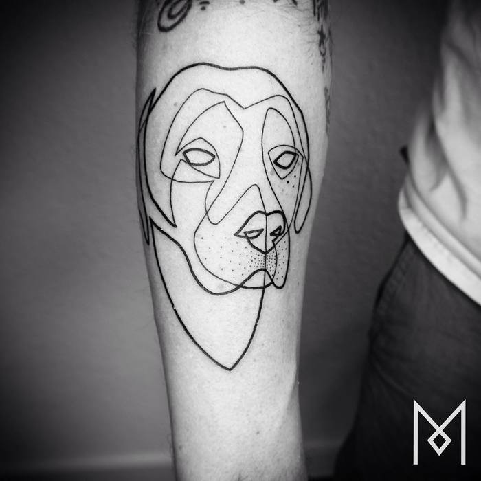 Single Line Dog Tattoo by Mo Ganji