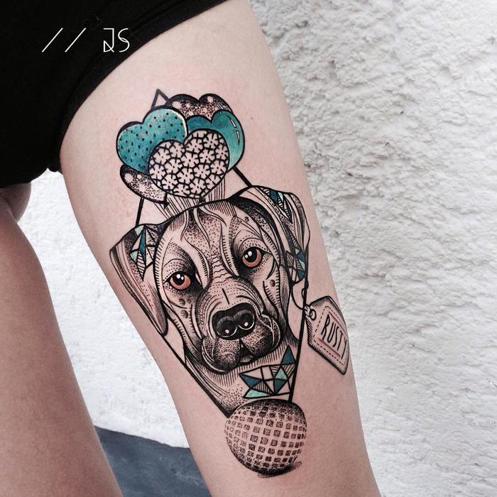 Traditional Dog Tattoo by Jessica Svartvit