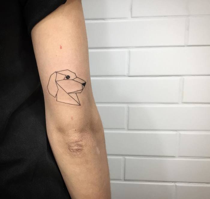 Simple Geometric Dog Tattoo by Bru Bianculli Tattoo
