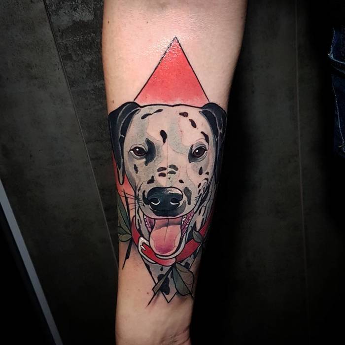 Neotraditional Dalmatian Tattoo by Eric Moreno