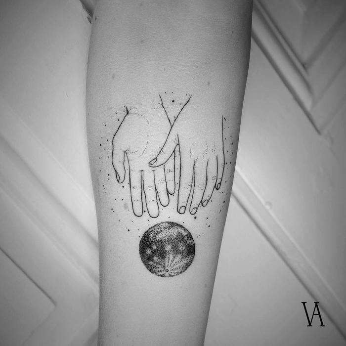 Full Moon Tattoo by Violeta Arus