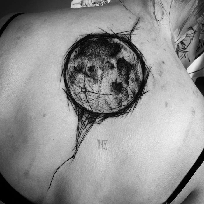 Sketchy Moon Tattoo by Inez Janiak