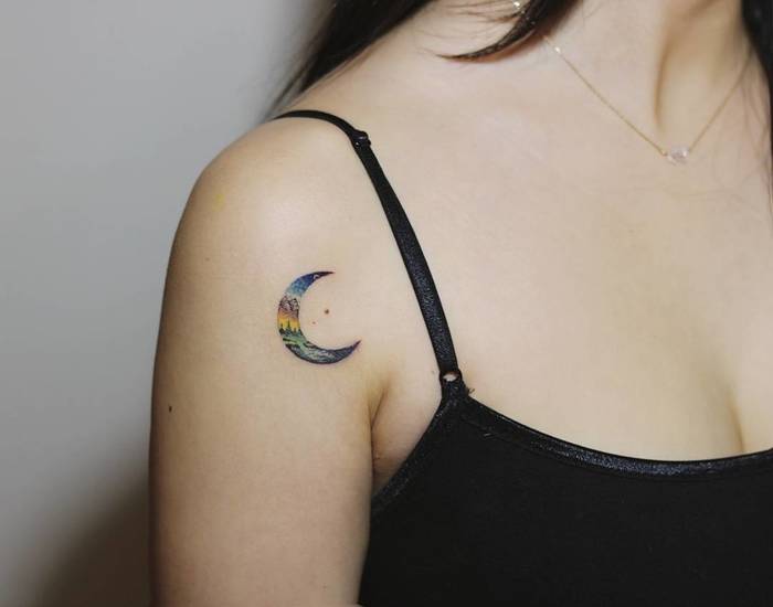 Crescent Moon Tattoo by tattooist_ty