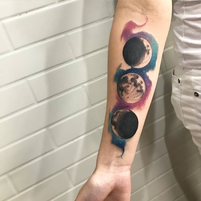 Watercolor Moon Phases by lcjuniortattoo
