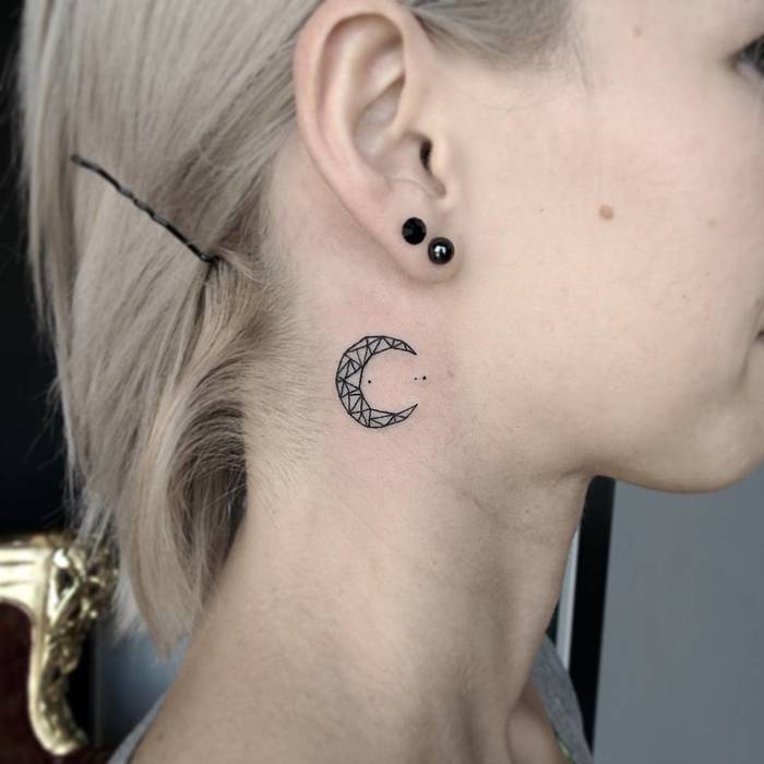 Geometric Crescent Moon Tattoo by _mfox