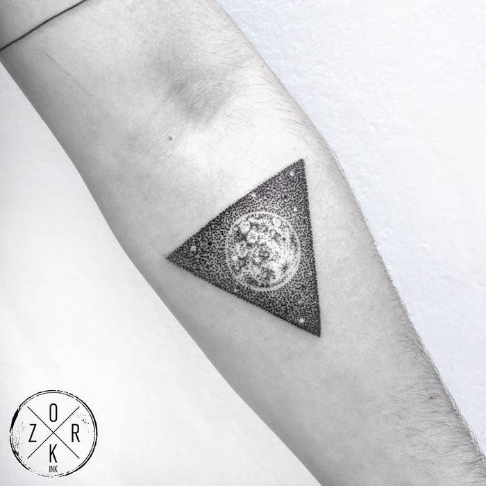 Dotwork Full Moon Tattoo by denizhanozkr