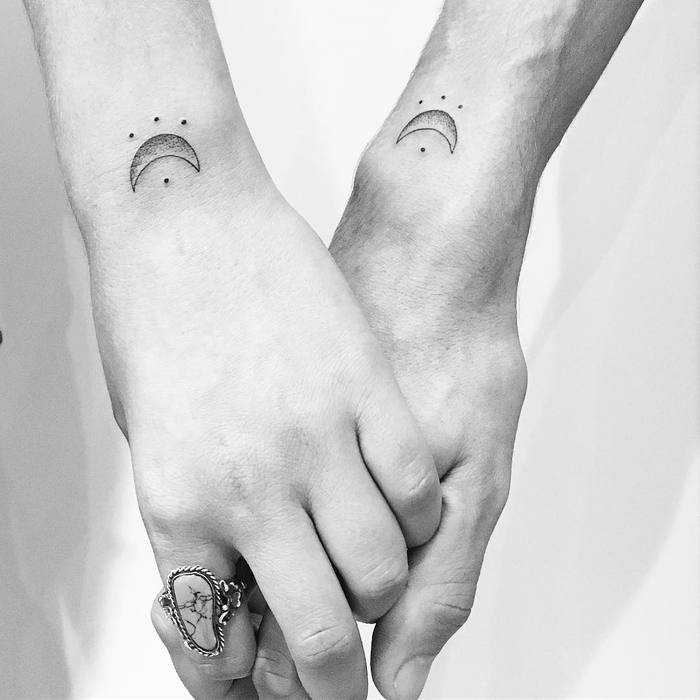 Matching Crescent Moon Tattoos by Carin Silver