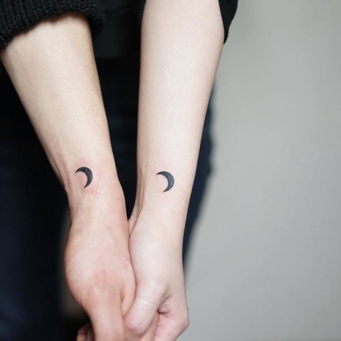 Black Ink Crescent Moon Tattoos by tattoo.umg