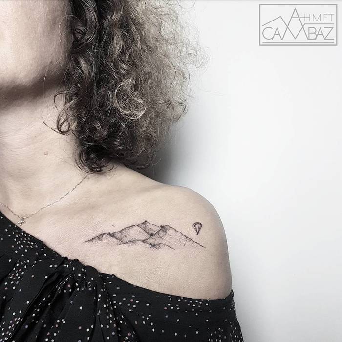 Delicate Mountain Tattoo by ahmet_cambaz