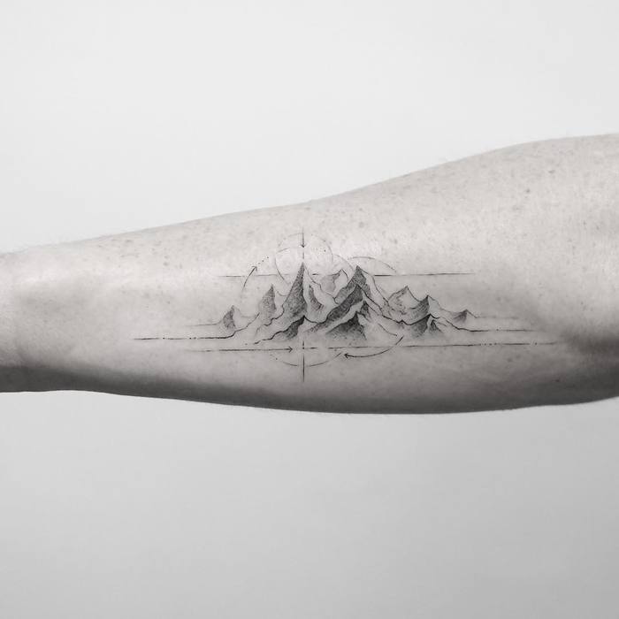 Fine Line Mountain Tattoo by mr.k_tattoo